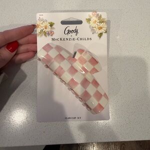 MacKenzie-Childs Pink and White Checkered Hair Clip